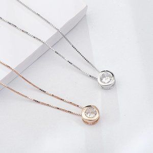 Kids Simple Round CZ 925 Necklace